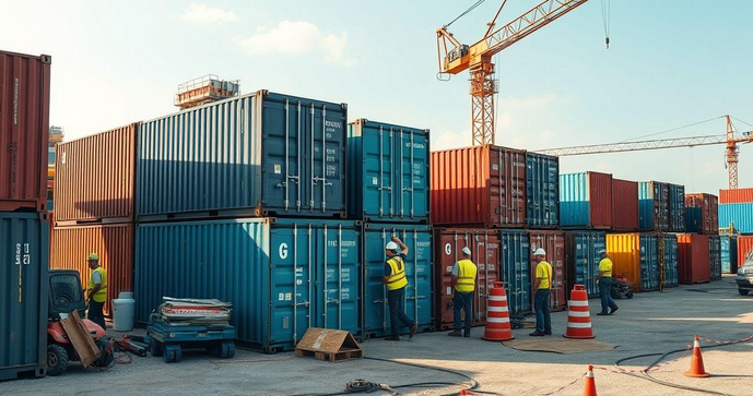 Aluguel de container para obra e suas vantagens práticas